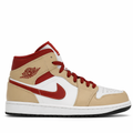 Jordan 1 Mid Light Curry Cardinal